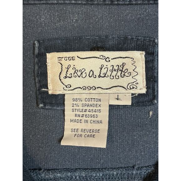 LAL Live a Little Blue Corduroy Snap Front Buttons Jacket Pockets size Lrg - Picture 7 of 10
